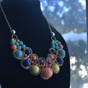 Acrylic Bead Necklace (Multi-Colored)